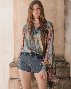Chemises & Tops>Mes Demoiselles Paris Blouse Rosemay Imprime Rose