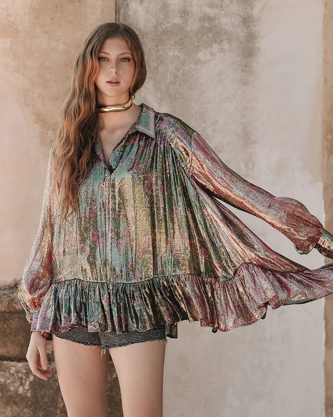 Chemises & Tops>Mes Demoiselles Paris Blouse Rosemay Imprime Rose