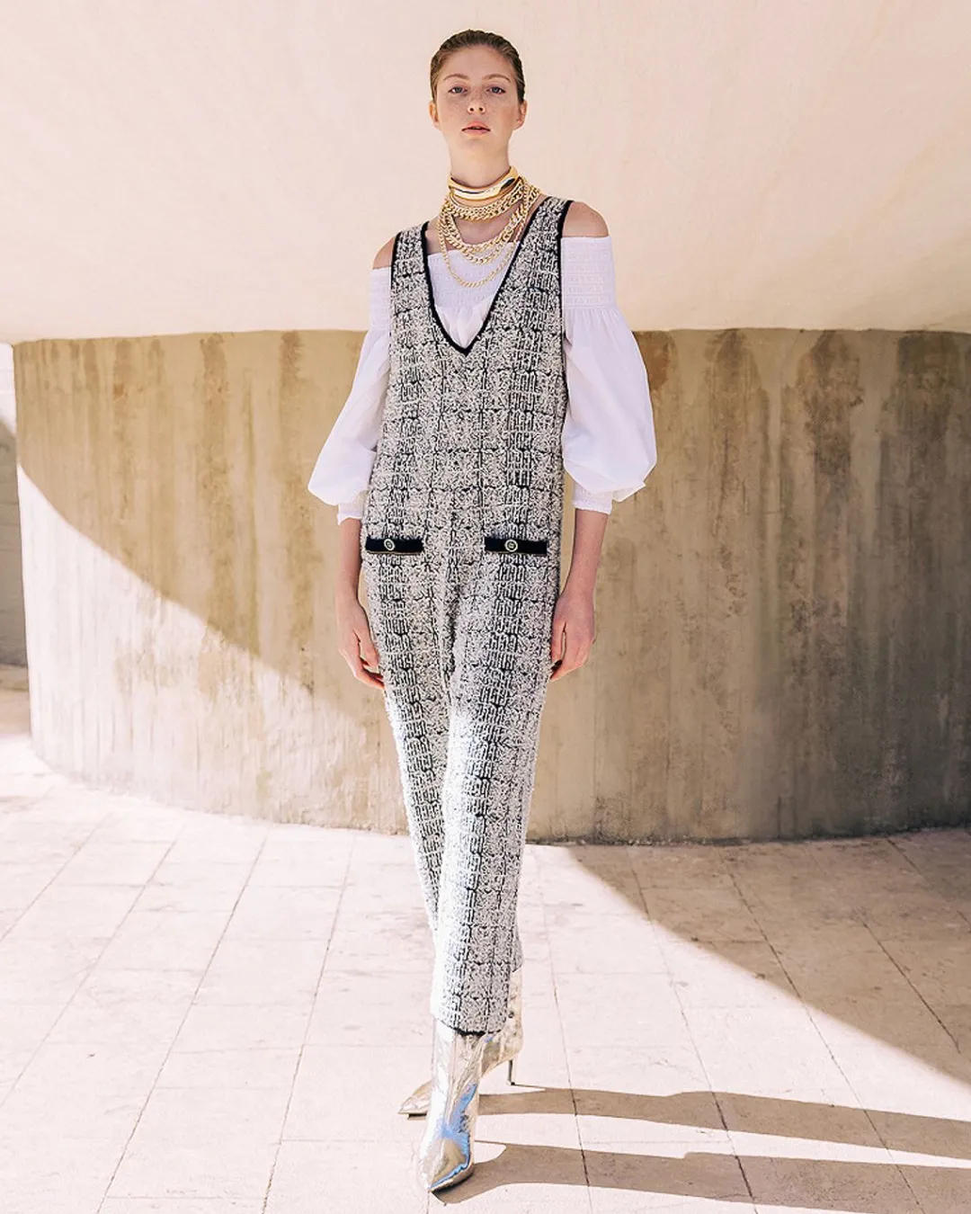 Pantalons>Mes Demoiselles Paris Combinaison Caho Navy / Ecru