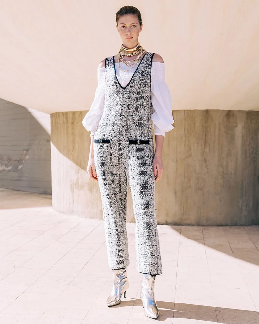 Pantalons>Mes Demoiselles Paris Combinaison Caho Navy / Ecru