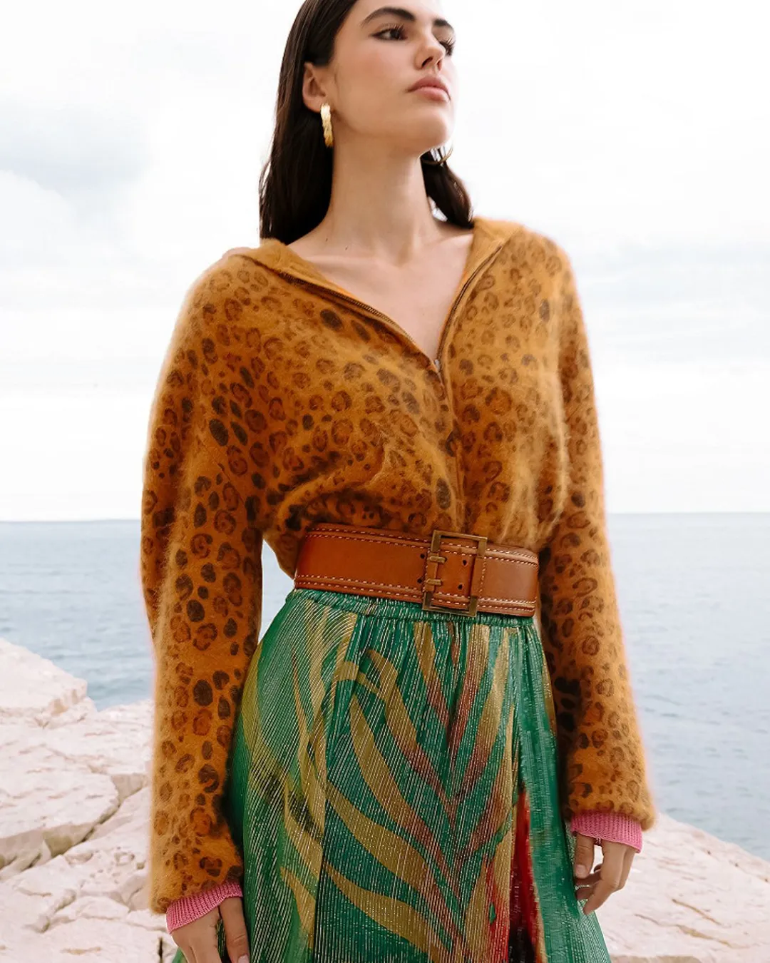 Pulls & Gilets>Mes Demoiselles Paris Gilet Leo Imprime Leopard