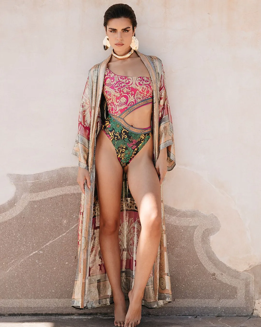 Kimonos & Ponchos>Mes Demoiselles Paris Kimono Reggio Imprime Rose