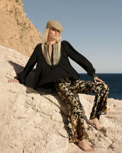 Pantalons>Mes Demoiselles Paris Pantalon Abelia Imprime Noir