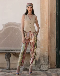 Pantalons>Mes Demoiselles Paris Pantalon Gala Imprime Rose