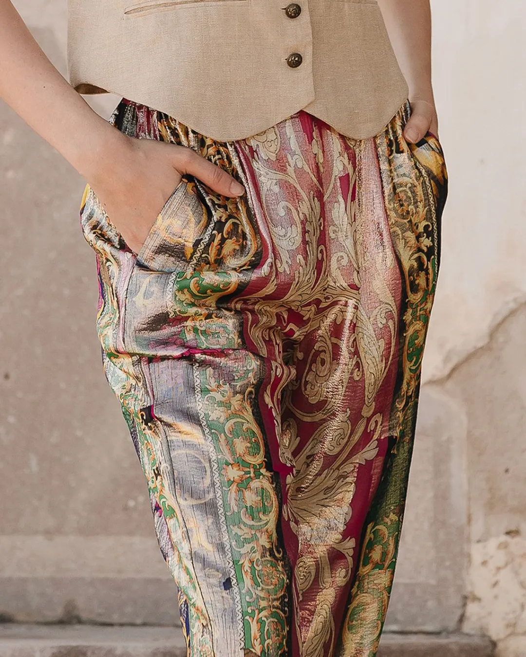 Pantalons>Mes Demoiselles Paris Pantalon Gala Imprime Rose