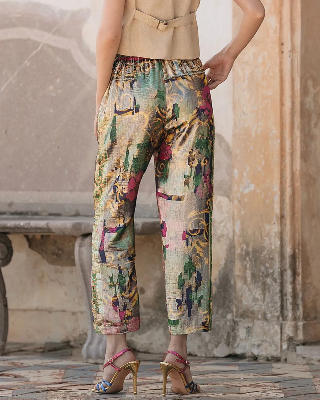 Pantalons>Mes Demoiselles Paris Pantalon Gala Imprime Rose