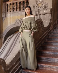 Pantalons>Mes Demoiselles Paris Pantalon Paline Kaki