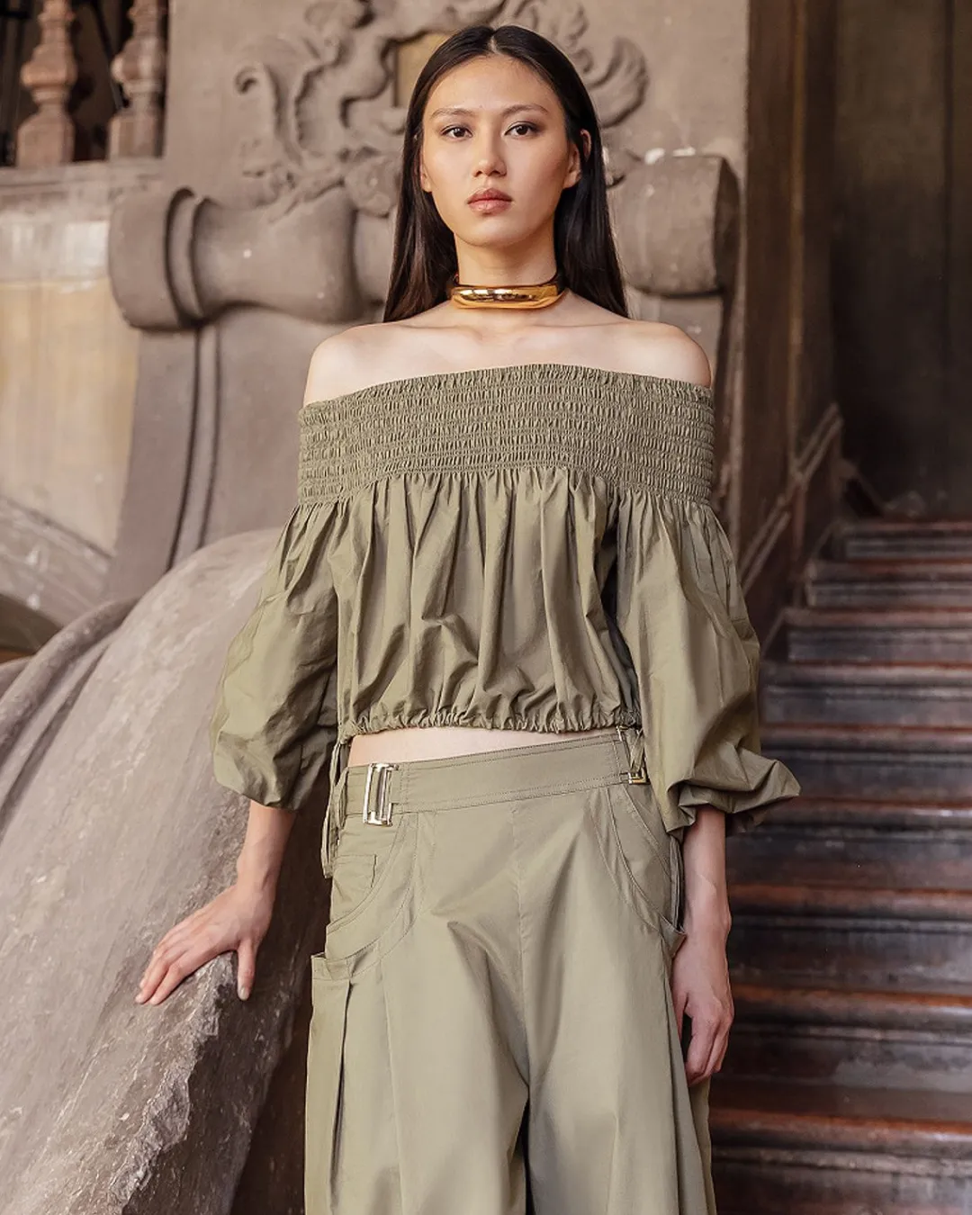 Pantalons>Mes Demoiselles Paris Pantalon Paline Kaki