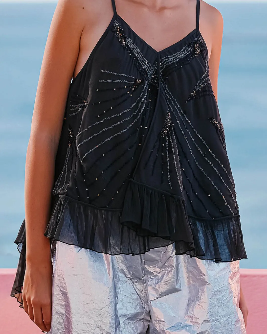 Chemises & Tops>Mes Demoiselles Paris Top Alba Noir